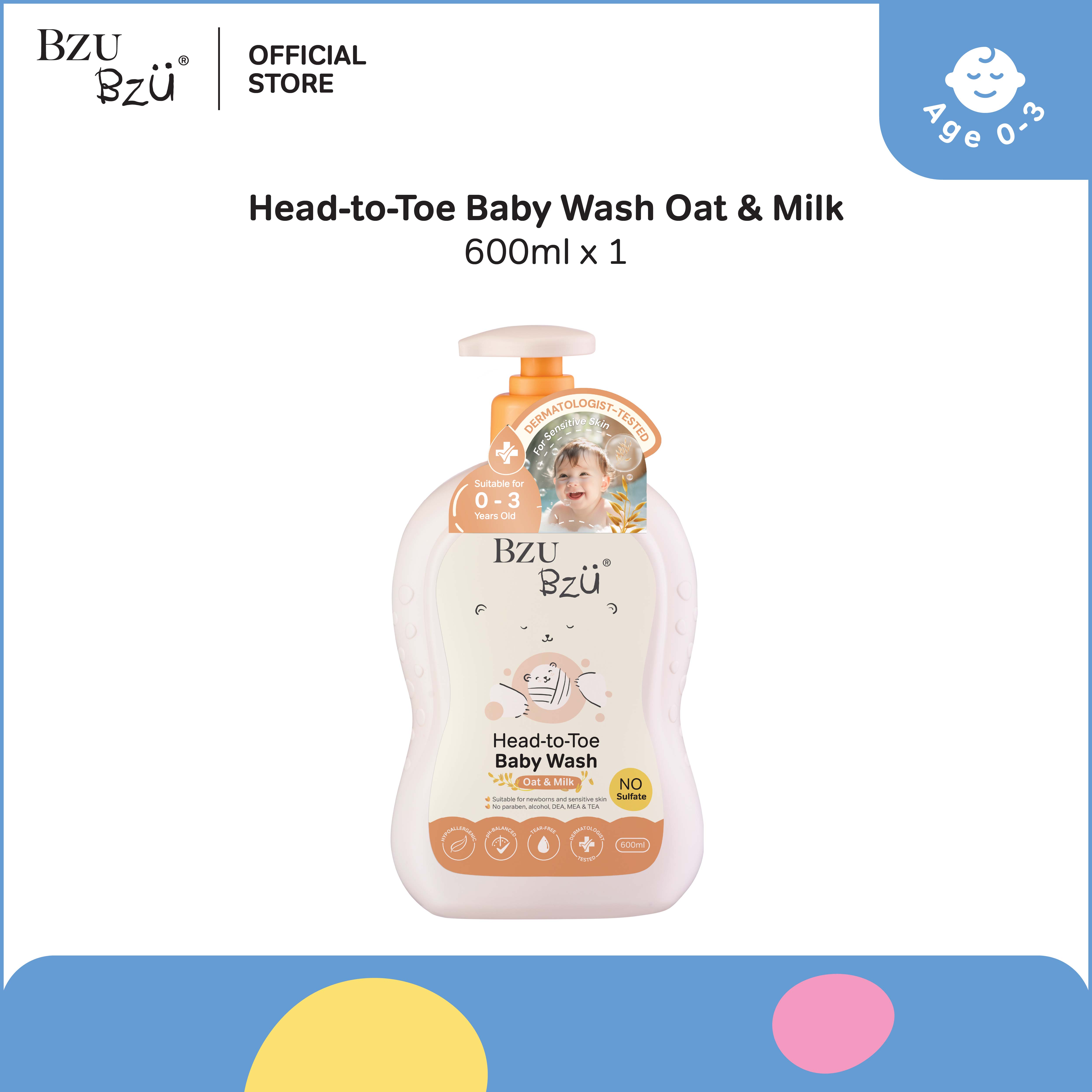 BZU BZU Head to Toe Baby Wash Oat & Milk (600ml)