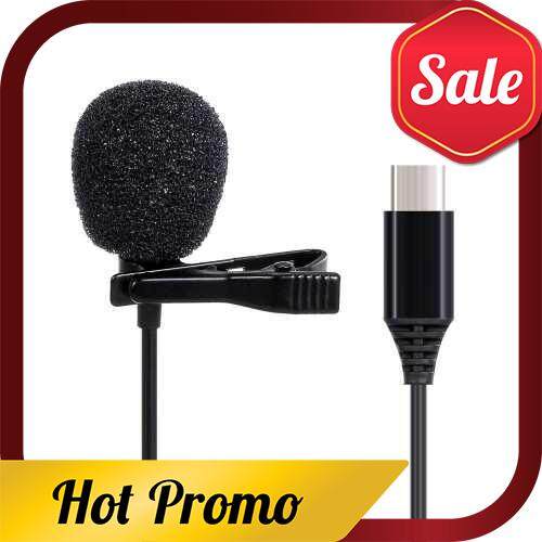 Type-C Lavalier Microphone Omni-Directional Condenser Microphone Superb Sound for Audio and Video Recording Black (Standard)