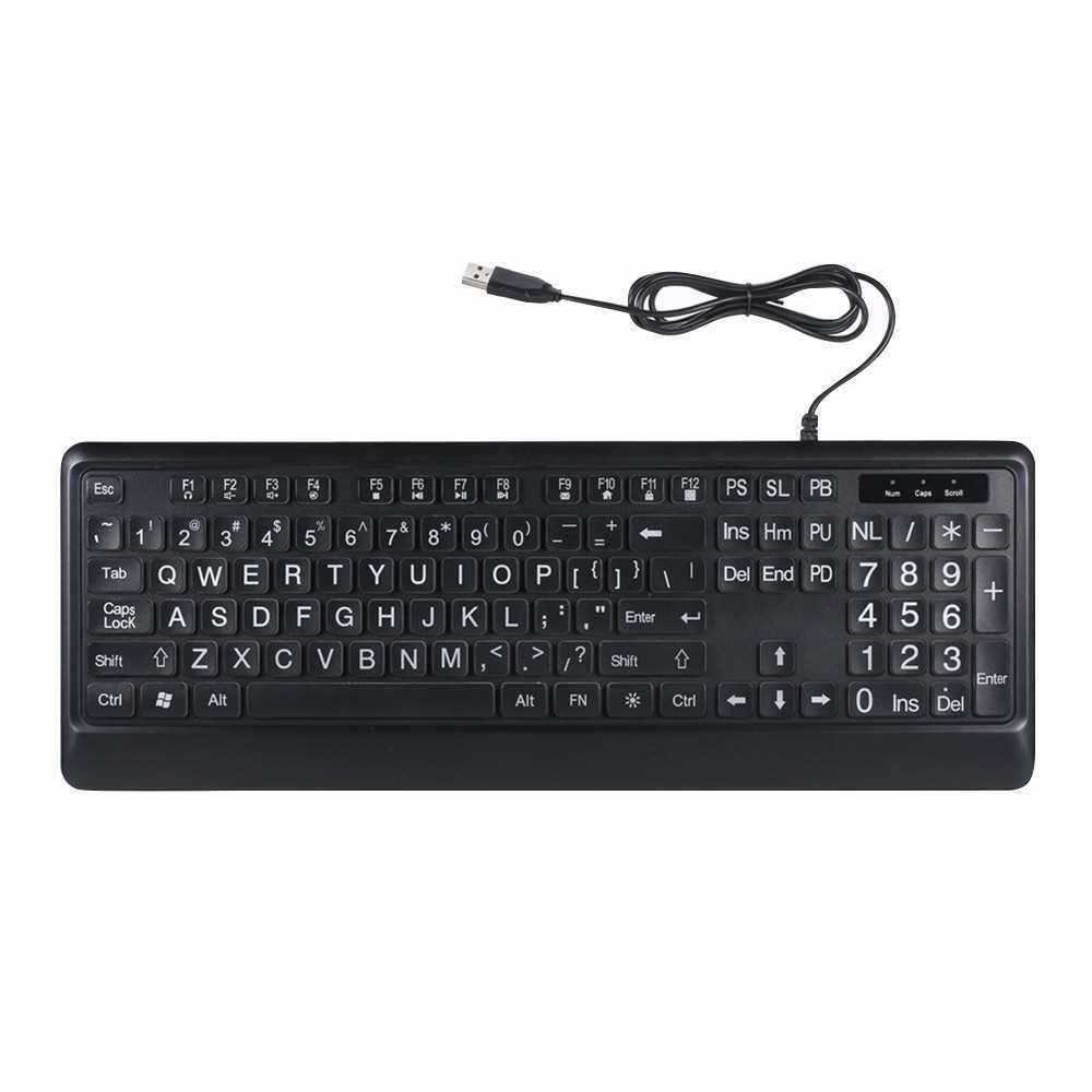 USB Interface Large Print Tri-Color Backlit Wired Keyboard (Standard)