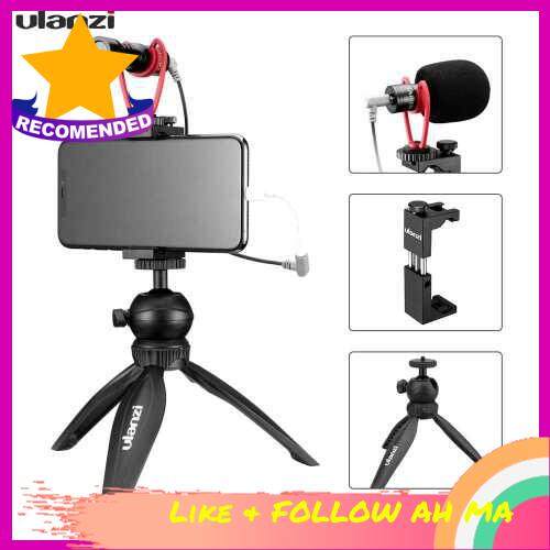 Best Selling ulanzi Smartphone Video Kit 3 Including Mini Desktop Tripod + Metal Phone Holder with Cold Shoe Mount + Video Microphone for Smartphone Vlogging Live Streaming Filming Interview (Standard)