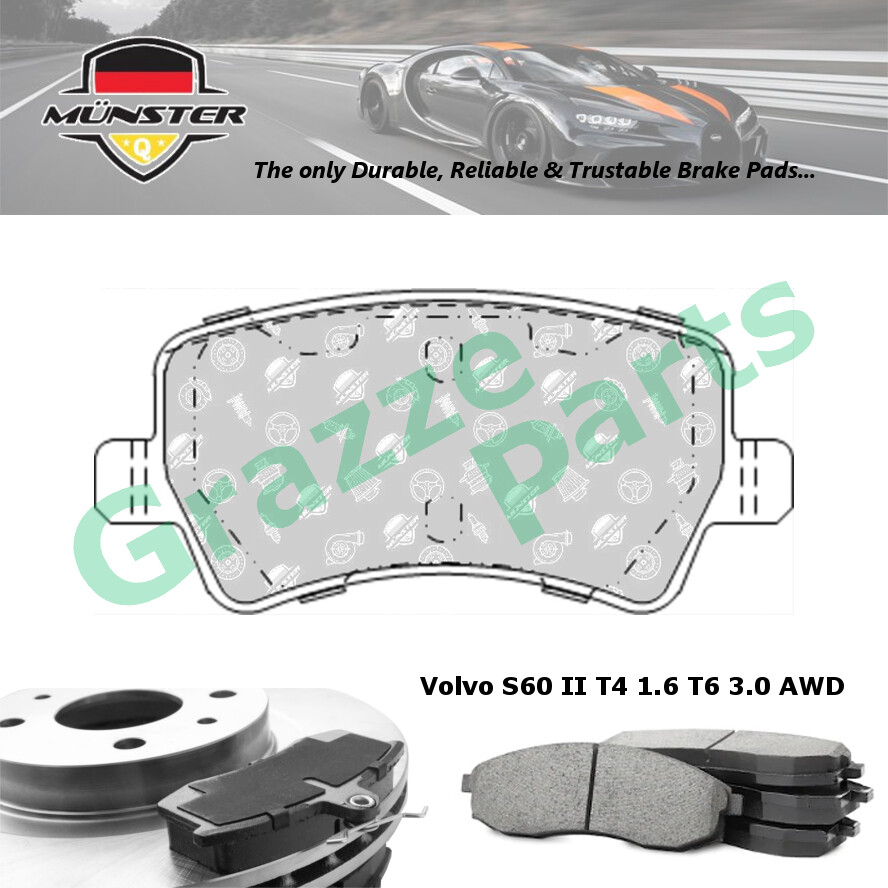 Münster Disc Brake Pad Rear for Volvo S60 II T4 1.6 T6 3.0 AWD 2010-2015 B4164T B6304T4 2.0T 2010-20