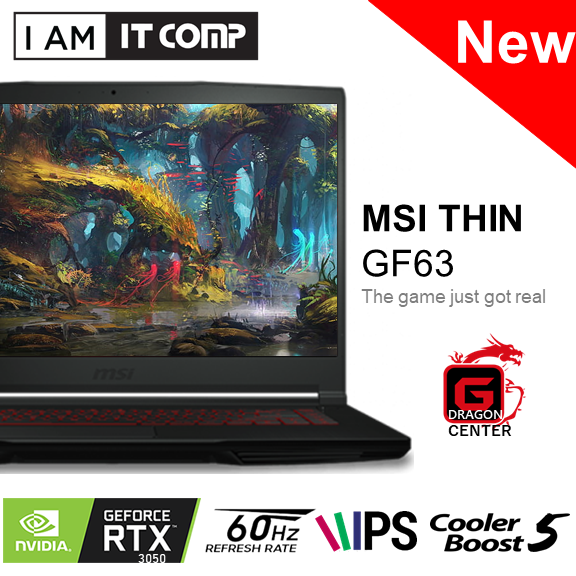 MSI Thin GF63 10UC-829 / GF63 10UC-668X 15.6" FHD 144Hz IPS Gaming Laptop ( i7-10750H/8GB/512GB/RTX3050/DOS,W10 )