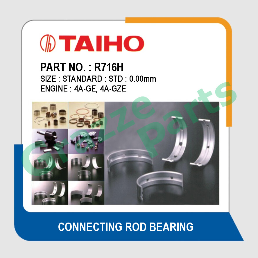Taiho Con Rod Bearing STD (0.00mm) Size R716H for Toyota Corolla AE80 AE92 AE101 1.6 16V 4AGE 4AGZE