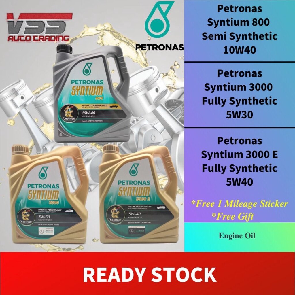 Syntium 800 10W-40 Semi Fully Synthetic Syntium 3000 5W30 5W-305W-40 Engine Oil 4L Ship From Malaysia