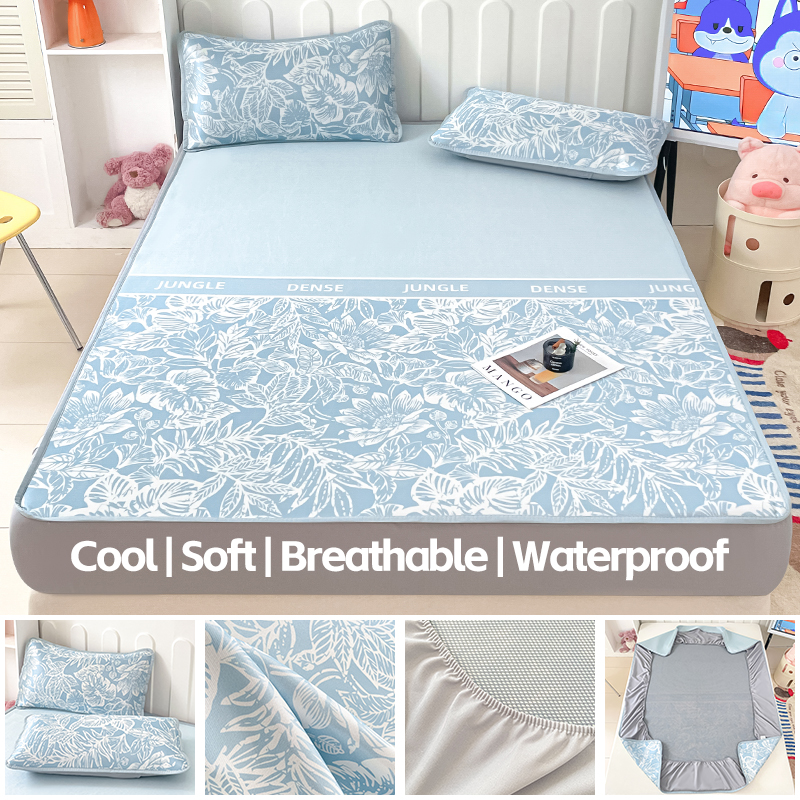 YANYANGTIAN Baby/Adult/Student Waterproof Cooling Mat/ice mat mattress set Free Pillowcase washable foldable for easy storage Rapid cooling to 20°C Single/queen/king