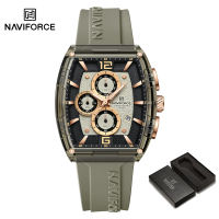 NAVIFORCE Original Mens Chronograph Watch Quartz Movement Sports Outdoor Silicone Strap Waterproof 50m Luminous Hands Second Hand Chronograph Date Square Mens Boy Fashion Accessories Watch NF6101