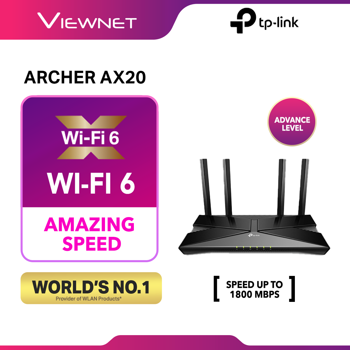 TP-Link Archer AX20 AX1800 WiFi 6 Router + TX20U Plus Adapter Combo (PWP TX20U Plus)