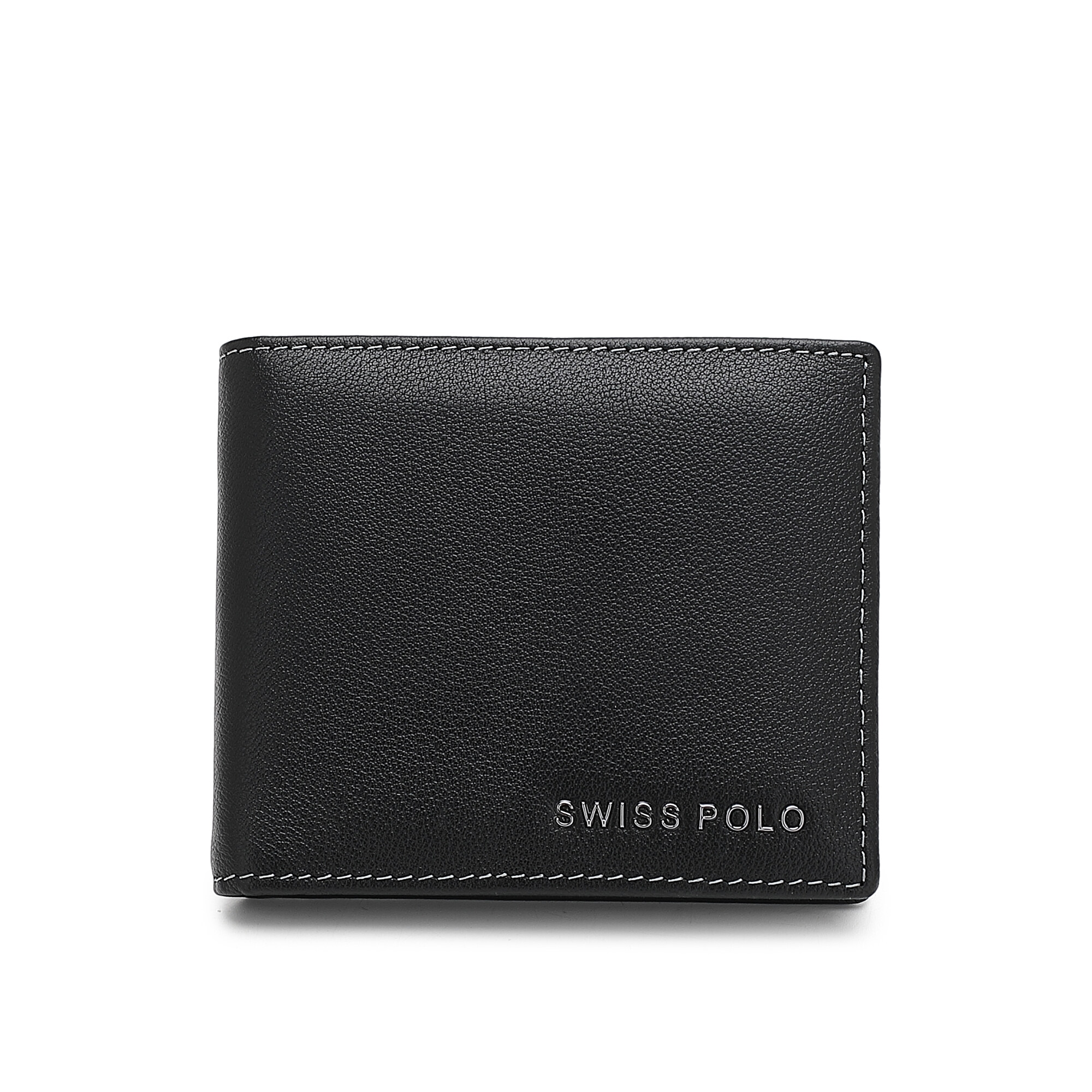 SWISS POLO Genuine Leather RFID Short Wallet SW 196-5 BLACK