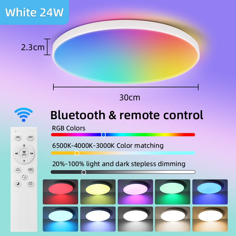 CANMEIJIA Led Ceiling Lights Round/Square 3 Colors Change Ceiling Lamp 30W 50W 70W Modern Tricolor Surface Mount Panel Light for Living Room Bedroom Kitchen Indoor Lighting Fixture 5 Year Warranty
