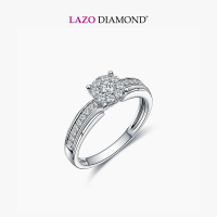 LAZO DIAMOND Four Prong Halo with Channel Pavé Diamond Ring in 375/9K White Gold