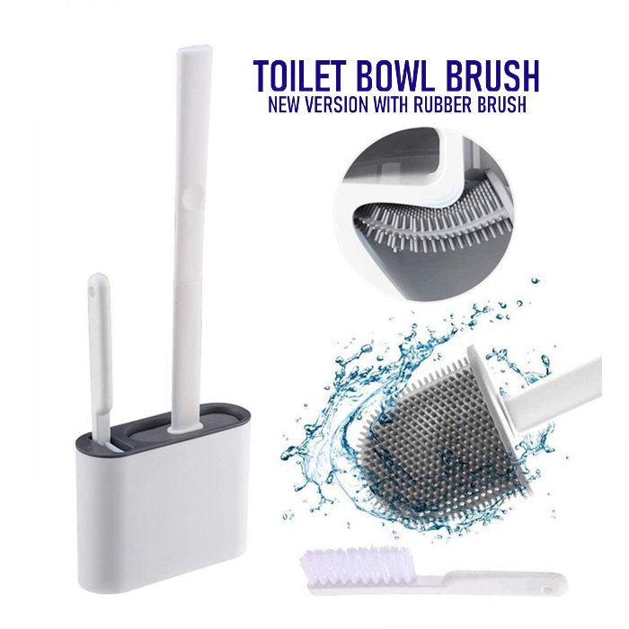 HAIRperone Toilet Brush with Holder and Plunger Set Wall-Mounted Flexible Silicone Bathroom Scrub Toilet Brush Set