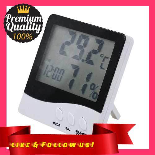 People\'s Choice Indoor and Outdoor Digital LCD Thermometer Hygrometer Time Calendar Temperature Humidity Gauge Meter with Clock (Standard)