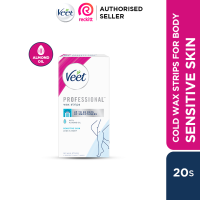 Veet Hair Removal Wax Strip Normal/Sensitive/Dry Skin 20s (Cold Wax Strips for Body & Legs)
