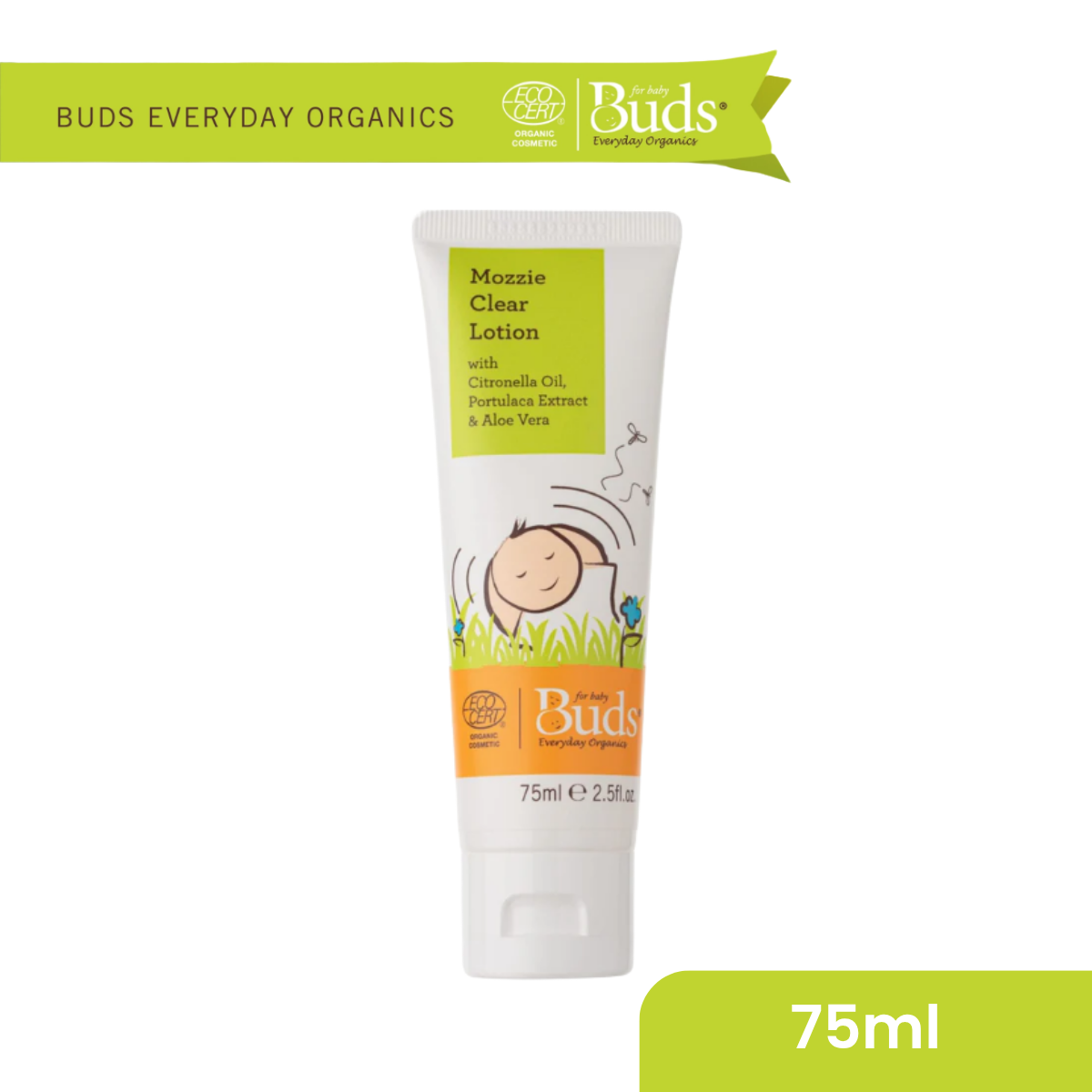 BUDS EVERYDAY ORGANICS MOZZIE CLEAR LOTION 75ML