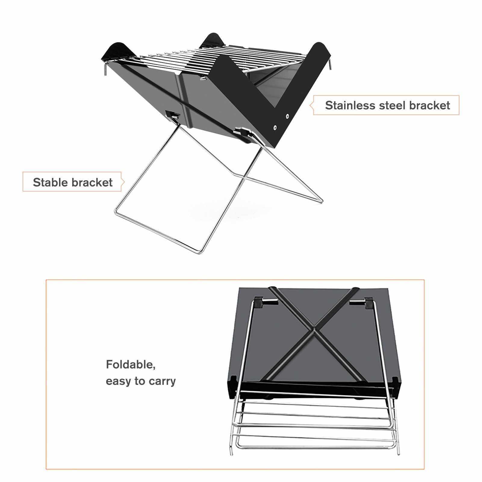 Charcoal Grill Portable Barbecue Charcoal Grill Stainless Steel Folding ...