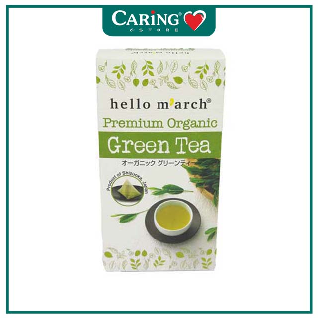 HELLO MARCH PREMIUM ORGANIC GREEN TEA 2G 20 TEA BAGS