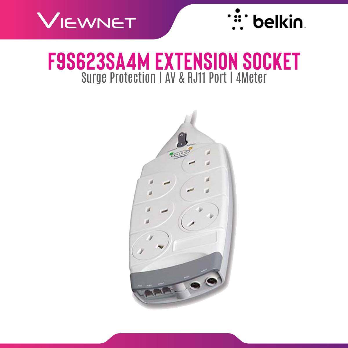 BELKIN SURGE PROTECTOR 6-PLUGS AV & RJ11 PORT PROTECTION 4M (F9S623SA4M) BELKIN SURGE PROTECTOR 6-PLUGS AV & RJ11 PORT PROTECTION 4M (F9S623SA4M)