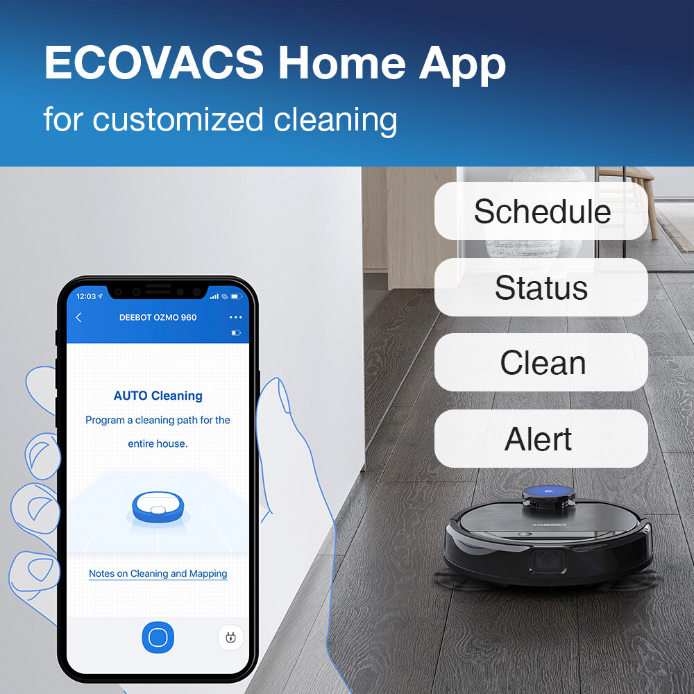 ECOVACS OZMO960 Robot Vacuum Cleaner with AIVI Technology Smart Navi 3.0 OZMO Mopping Technology [Local Shipping & 1 Year Local Warranty]