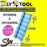 SW Hardware High Quality Blue White Canvas Tarpaulin 6FT X 40FT Canvas Biru Putih 蓝白帆布