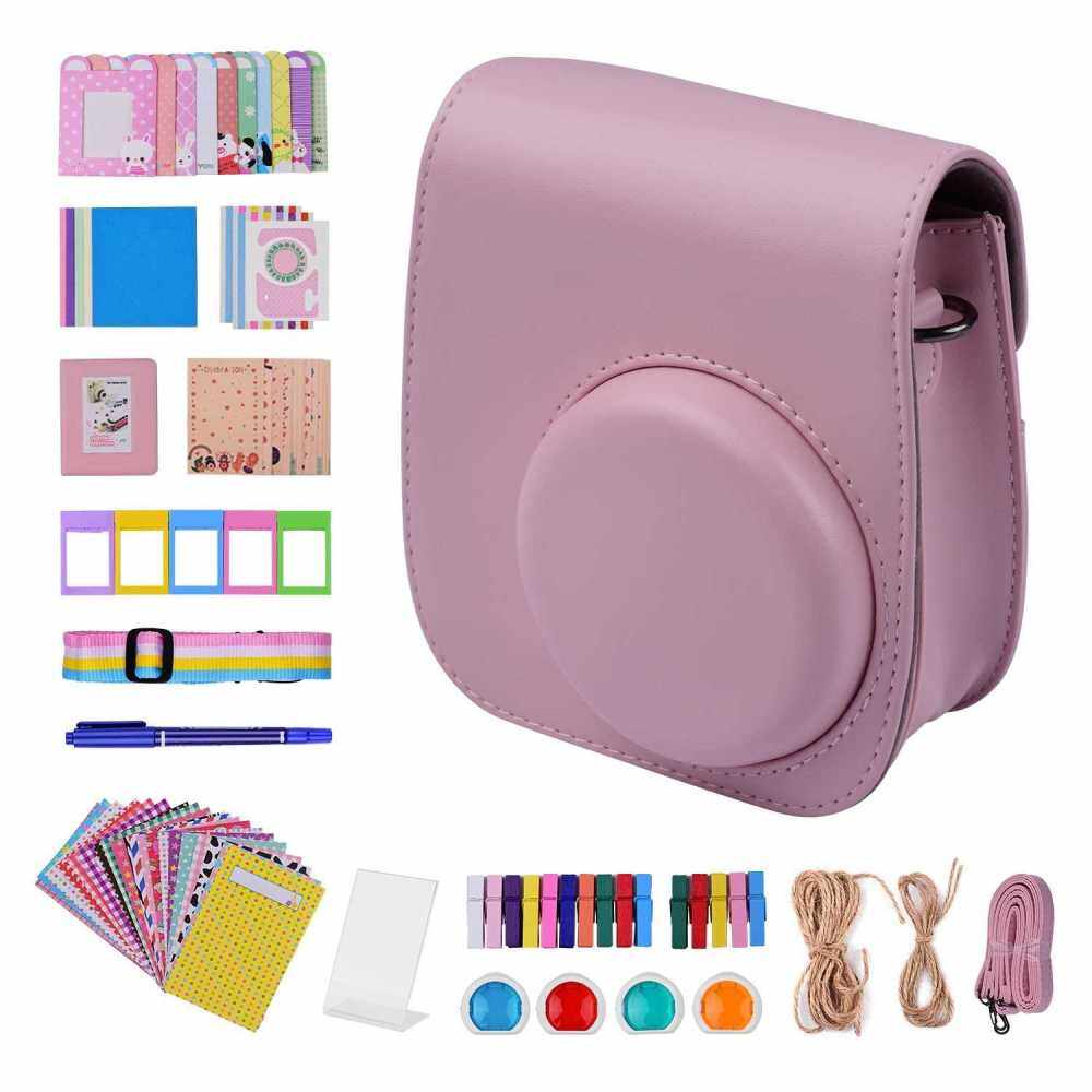 12-in-1 Instant Camera Accessories Bundle Kit Compatible with Fujifilm Instax Mini 11 Including Camera Bag/Camera Strap/Photo Album/Photo Clips/Photo Frame/Hanging String/Stickers/Pen/Filters (Pink)