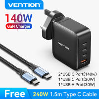 Vention 100W GaN Charger Fast Charging USB Type C Charger for iphone 16 15 14 Pro iPad Macbook Laptop Samsung Xiaomi Huawei Multi Port USB C Travel Charging Adapter