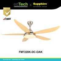 Sapphire FM7228K Ceiling Fan | 56” | DC Motor | 39W | Reversible Motor | 5 ABS Blades | LED Light | Kipas Siling | 风扇