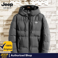 JEEP SPIRIT Mens Cotton Clothes Jacket Waterproof Autumn and Winter Jackets Clothes Hooded Cotton Clothes Mens Bread Clothes