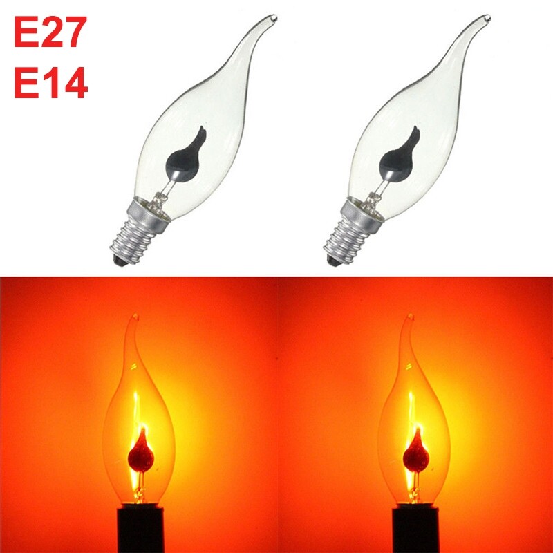 E27 E14 nến ngọn lửa Retro bóng đèn sợi đốt Edison Bóng đèn Đèn chùm màu Đỏ 220V