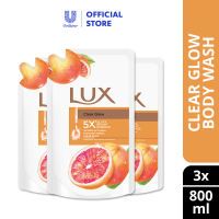 [Bundle of 3] Lux Fragrance Body Wash Clear Glow Refill Pack 800ml