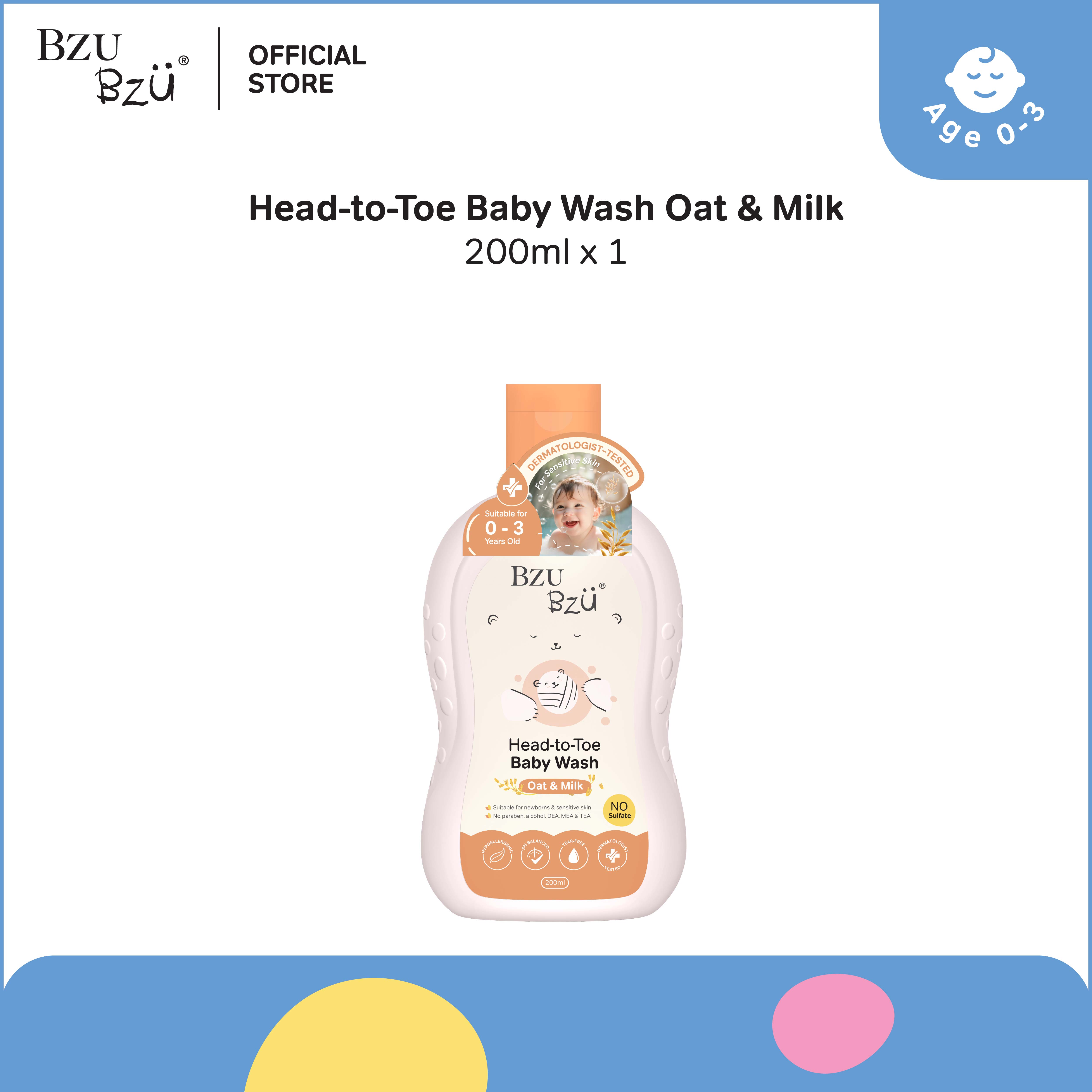 BZU BZU Head to Toe Baby Wash Oat & Milk (200ml)