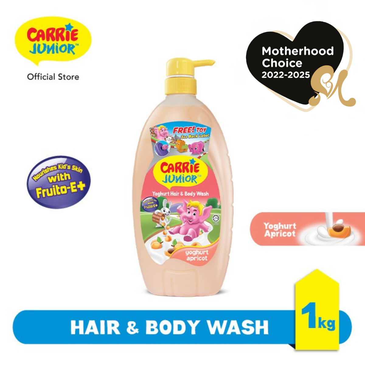 CARRIE JUNIOR Hair & Body Wash - Apricot Yoghurt [1000g/475g/700g] [New Toy] Nourishing & Moisturising Skin