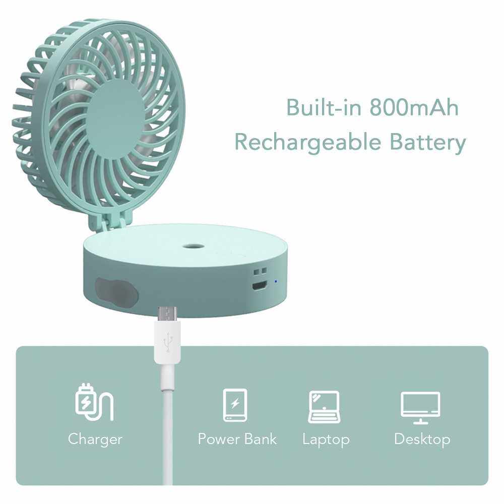 Best Selling Portable Table Misting Fan with Adjustable Misting Modes Mini Foldable Desk Fan with 3 Speed Adjustment Portable Misting Fan 800mAh USB Rechargeable Travel Fan with Colorful LED Lighting (Green)