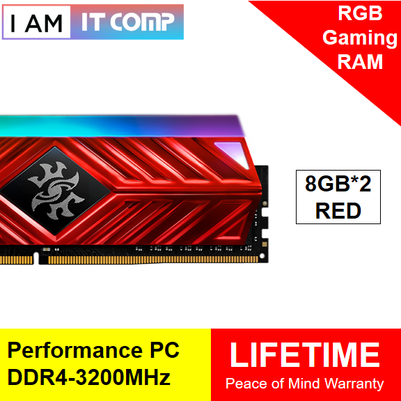 ADATA XPG SPECTRIX D41 DDR4 RGB 16GB (2X8GB) 1 PAIR 3200MHz U-DIMM DESKTOP RAM (RED)