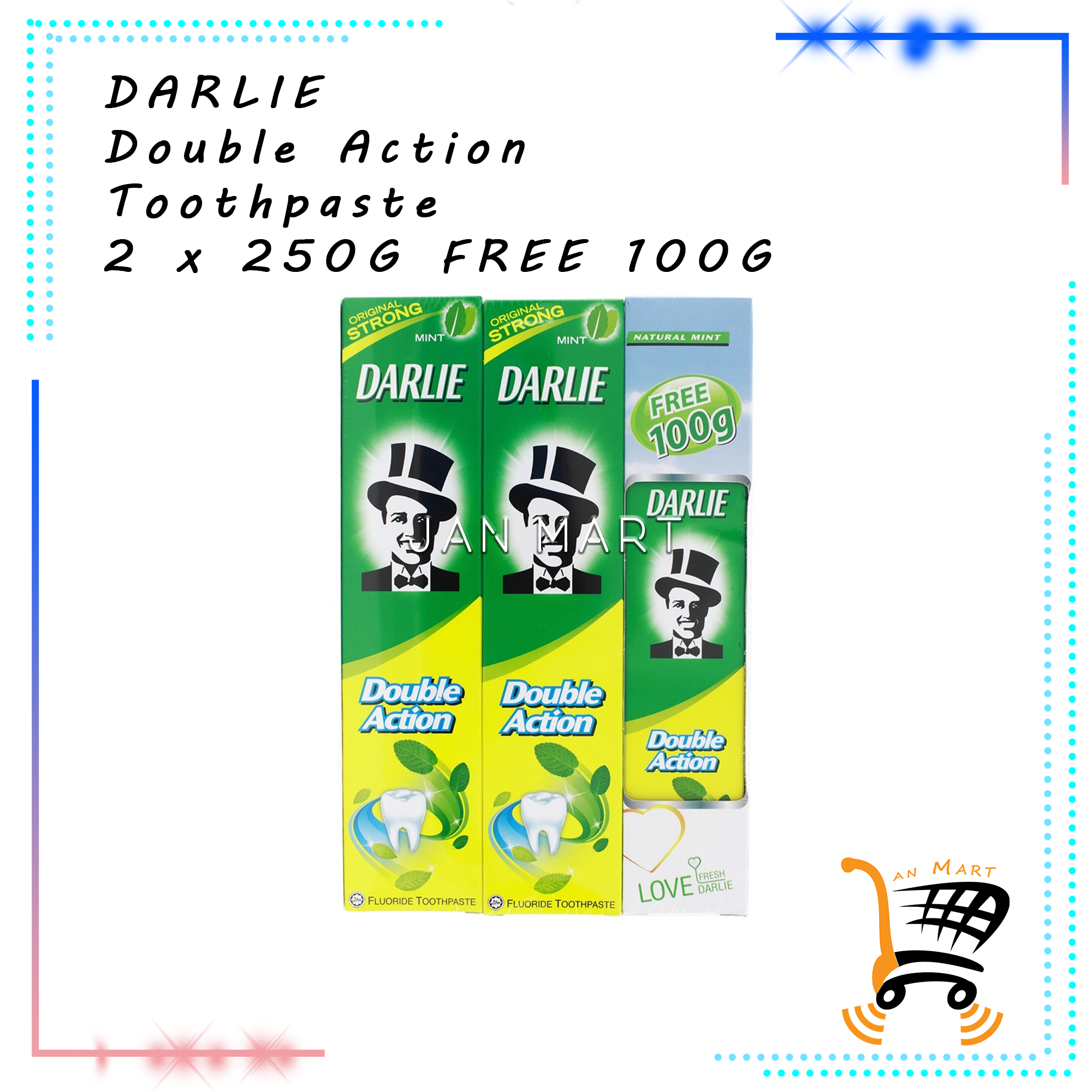 DARLIE Double Action Toothpaste 2 x 250G FREE 100G