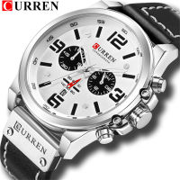 CURREN Top Luxury Brand Mens Fashion Watches Casual Sports Waterproof Stopwatch Military Clock Mens Leather Strap Quartz Watches