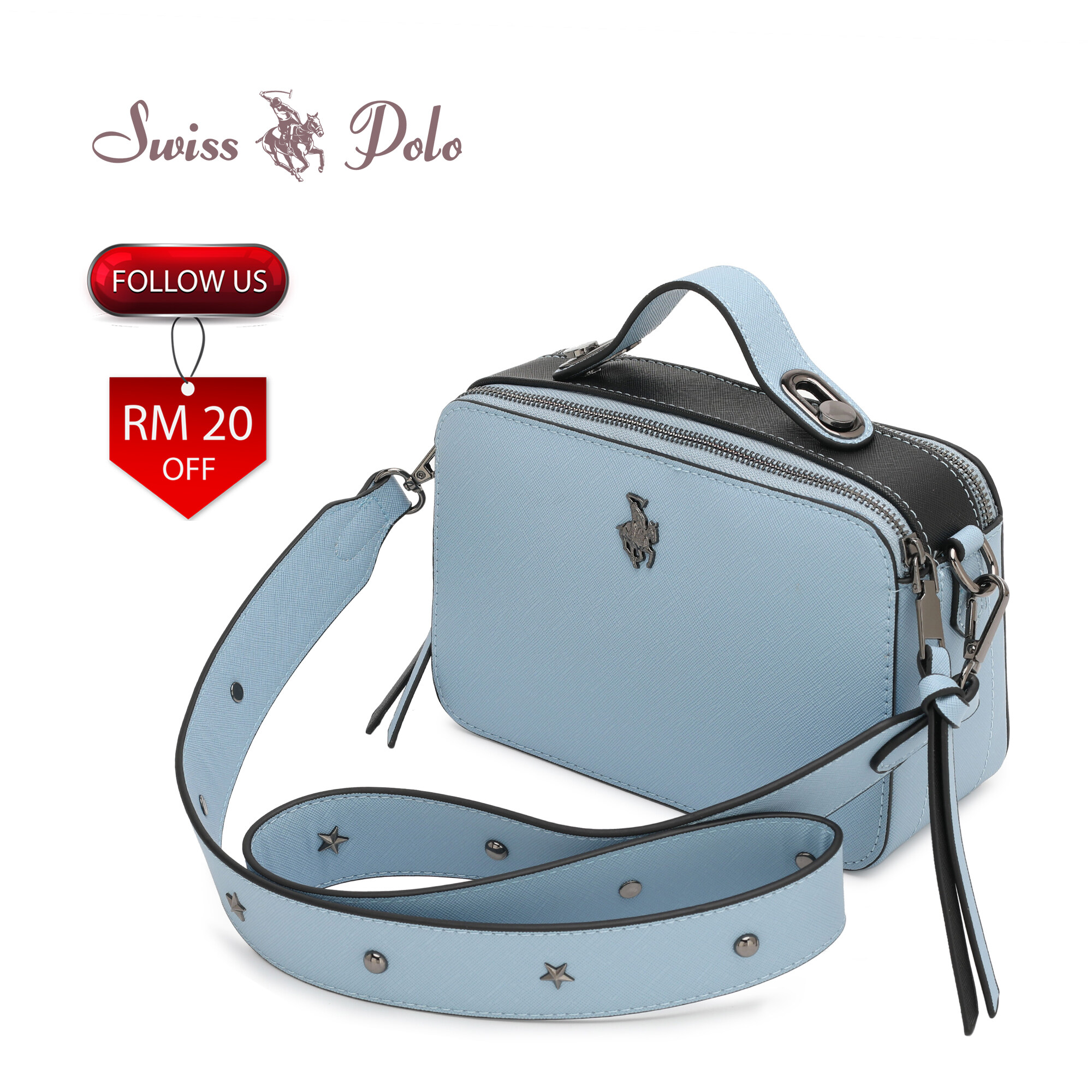 SWISS POLO Ladies Top Handle Sling Bag HFP 1650-3 BLUE