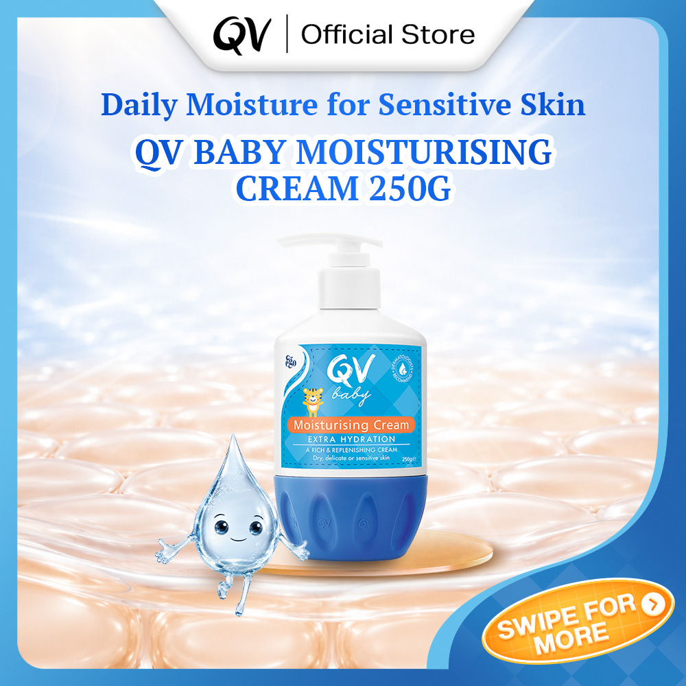 QV Baby Moisturising Cream 250g Pump Vitamin B3 Release Itchiness Suitable for Babys Delicate Dry & Sensitive Skin