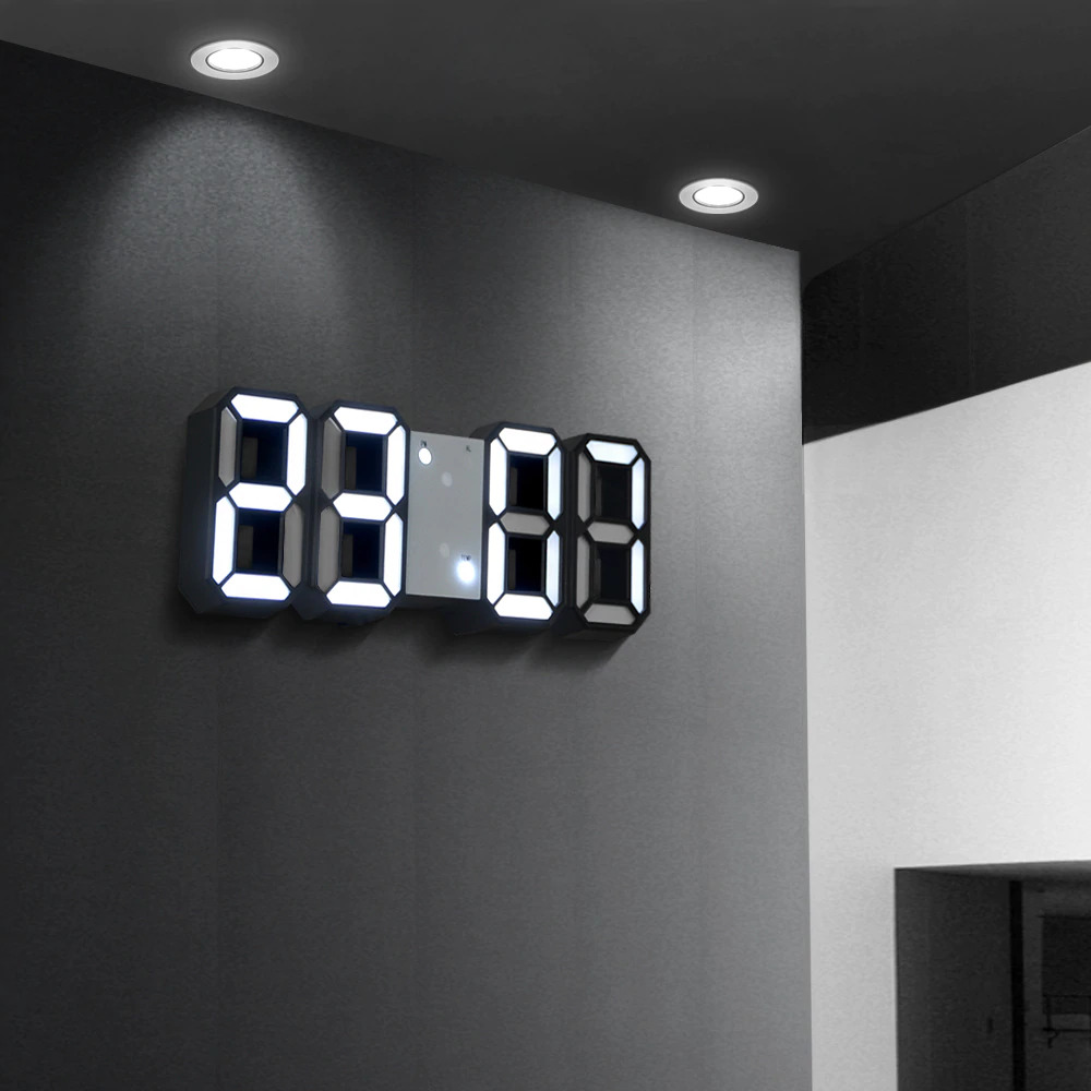 Kreatif 3D Led Jam Dinding Jam Digital Jam Penggera Suara Secara Automatik Deria Cahaya Kalendar Termometer Jam Elektronik Jam Digital Jam Dinding Tunda kuat Hadiah Hiasan Rumah Meja Jam Dinding Digital