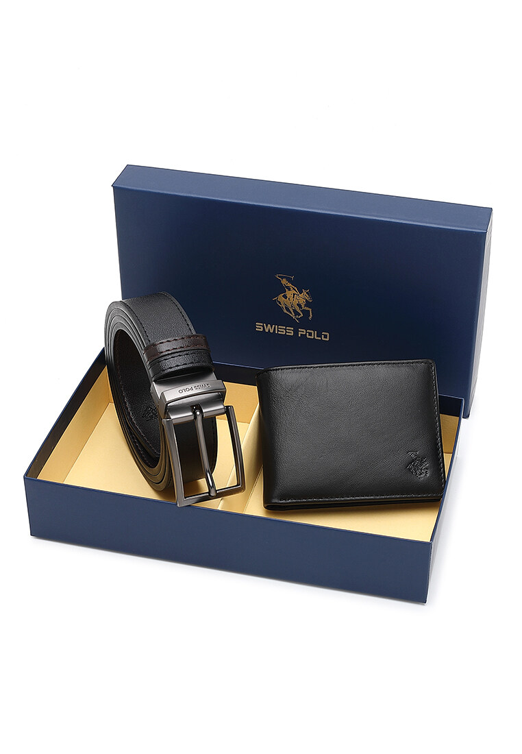 SWISS POLO Gift Set/ Box Wallet With Belt SGS 566 BLUE