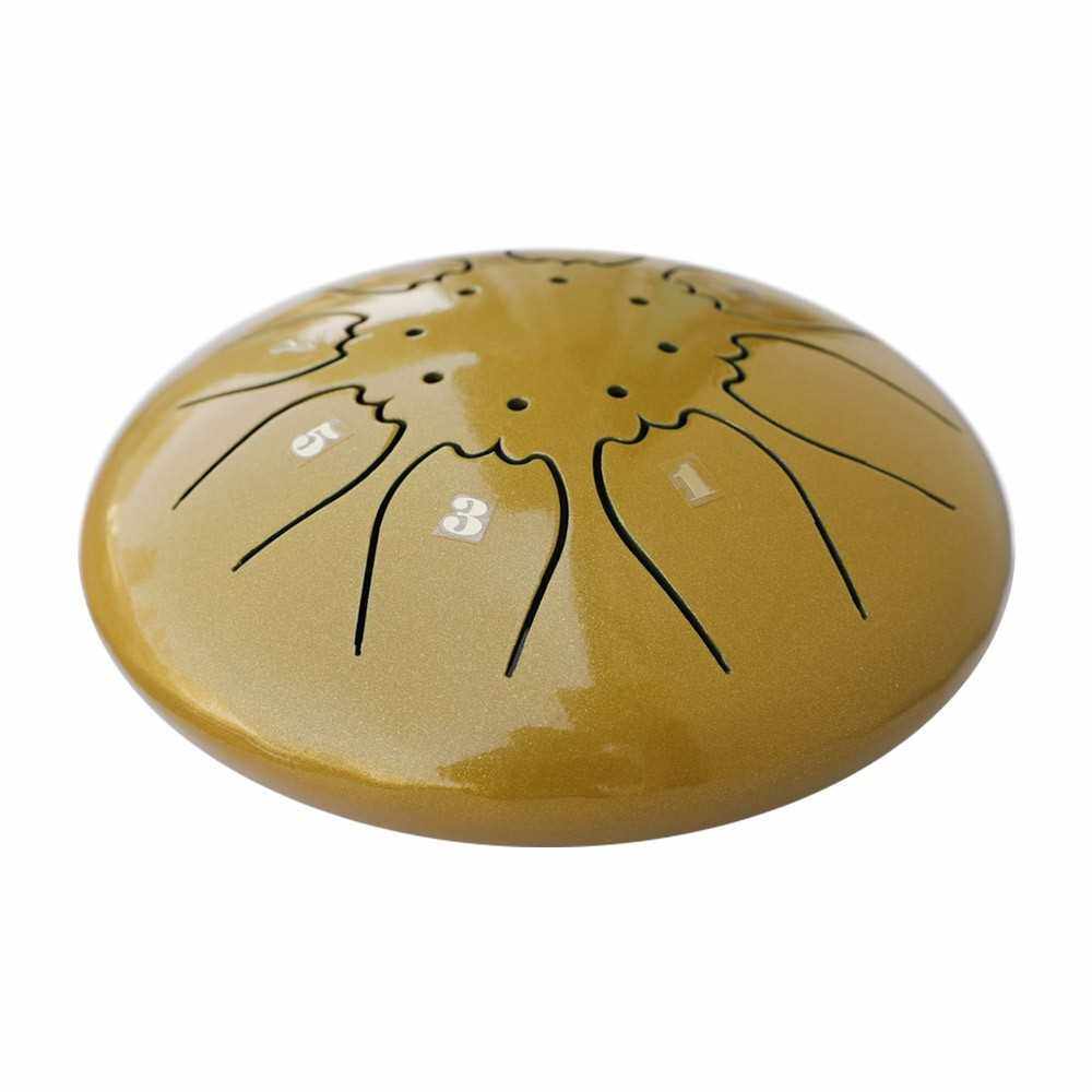 Mini Steel Tongue Drum Metal Hand Drum 5 Inch C Tone 8 Notes Percussion Instrument Stainless Steel with Storage Bag Drumstick Yellow (Yellow)