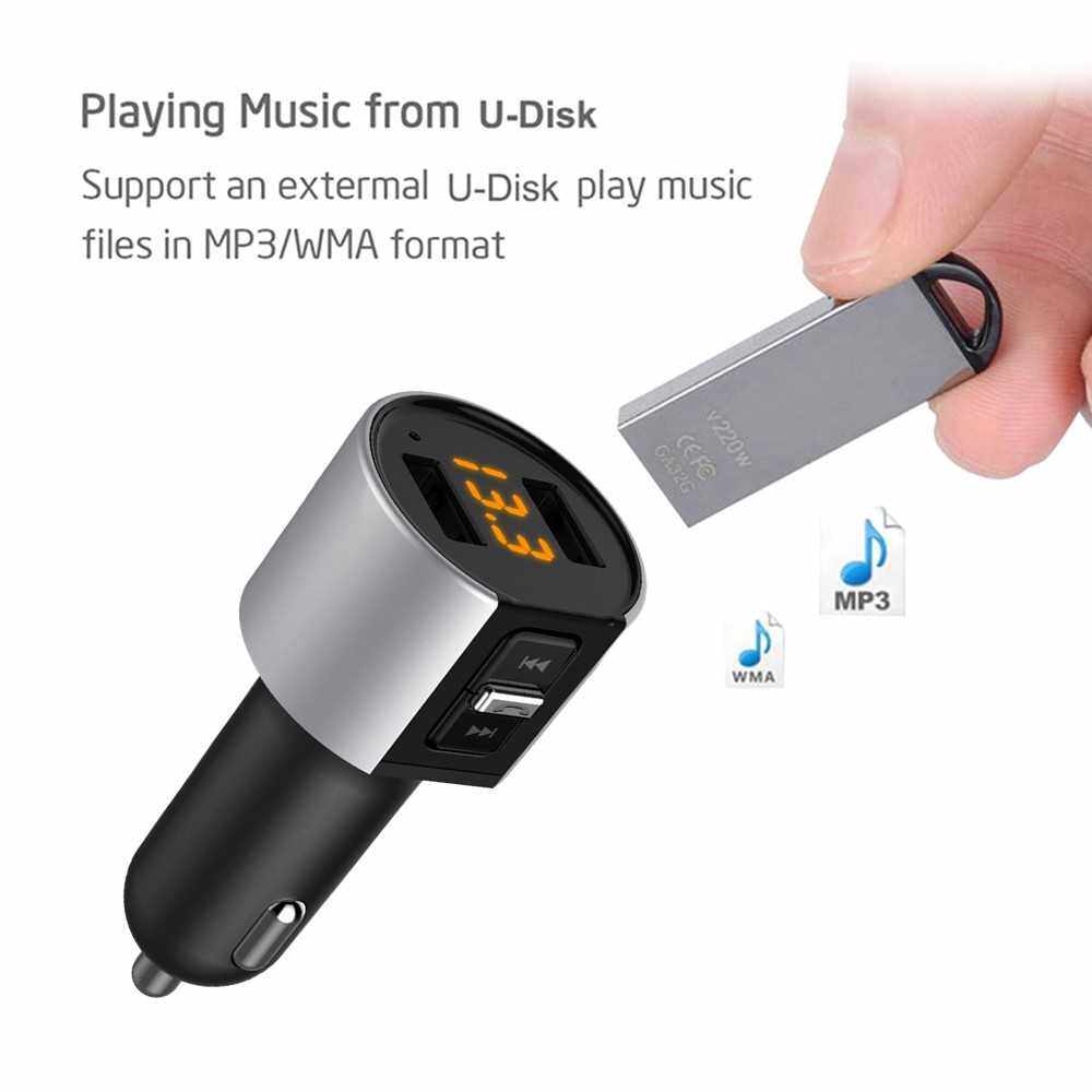 C26S Handsfree BT Connected Connection Wireless FM Transmitter Stereo Hands-Free Car Kit GPS Position Function Flash Drive MP3 Music Player 3.4A Dual USB Car Charger Noise Cancelling Mic Voltage Detection Black (Black)