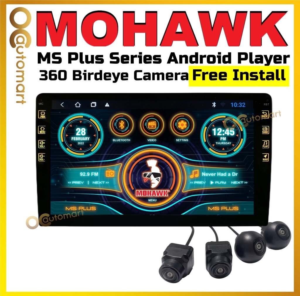 Free 360 Camera Mohawk Ms Plus Series Car Android player With 3D 360 Reverse Camera
