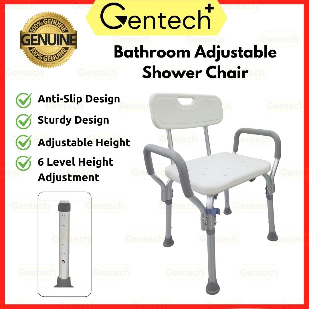 Aluminum Height Adjustable Shower Chair Anti-Slip Bathroom Chair Ergonomic Seat For Elderly People Bath Use