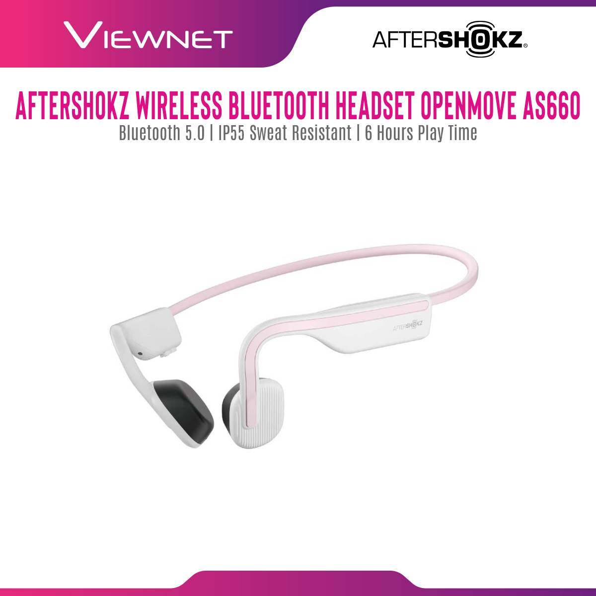 AfterShokz Wireless Bluetooth Headset OpenMove AS660 (Slate Grey/Alpine White /Elevation Blue/HIimalayan Pink)
