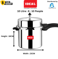 IDEAL Stainless Steel Pressure Cooker 2L 3L 4L 5L 6L 8L 10L | Induction Base | Food Grade 304 Stainless Steel | Heavy Duty Whistle Cooker | 5 Years Warranty
