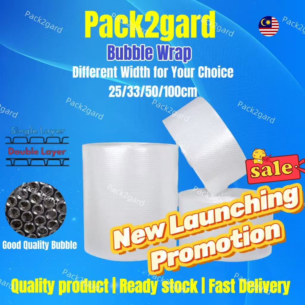 Bubble Wrap 100m Roll with Single or Double Layer - Multiple Sizes Available for Packaging Protection