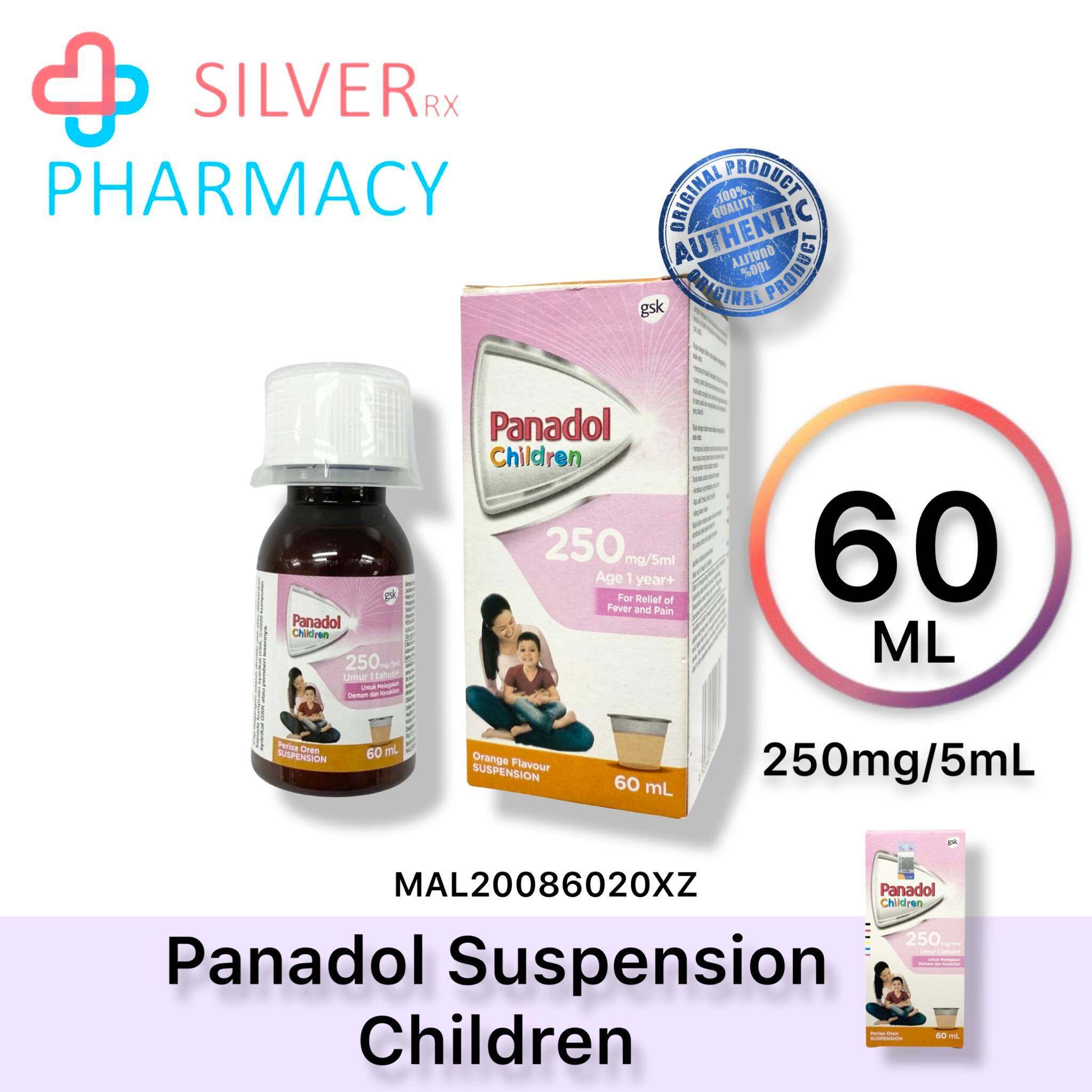 Panadol Children Paracetamol 250mg/5mL Orange Flavour Suspension 60mL