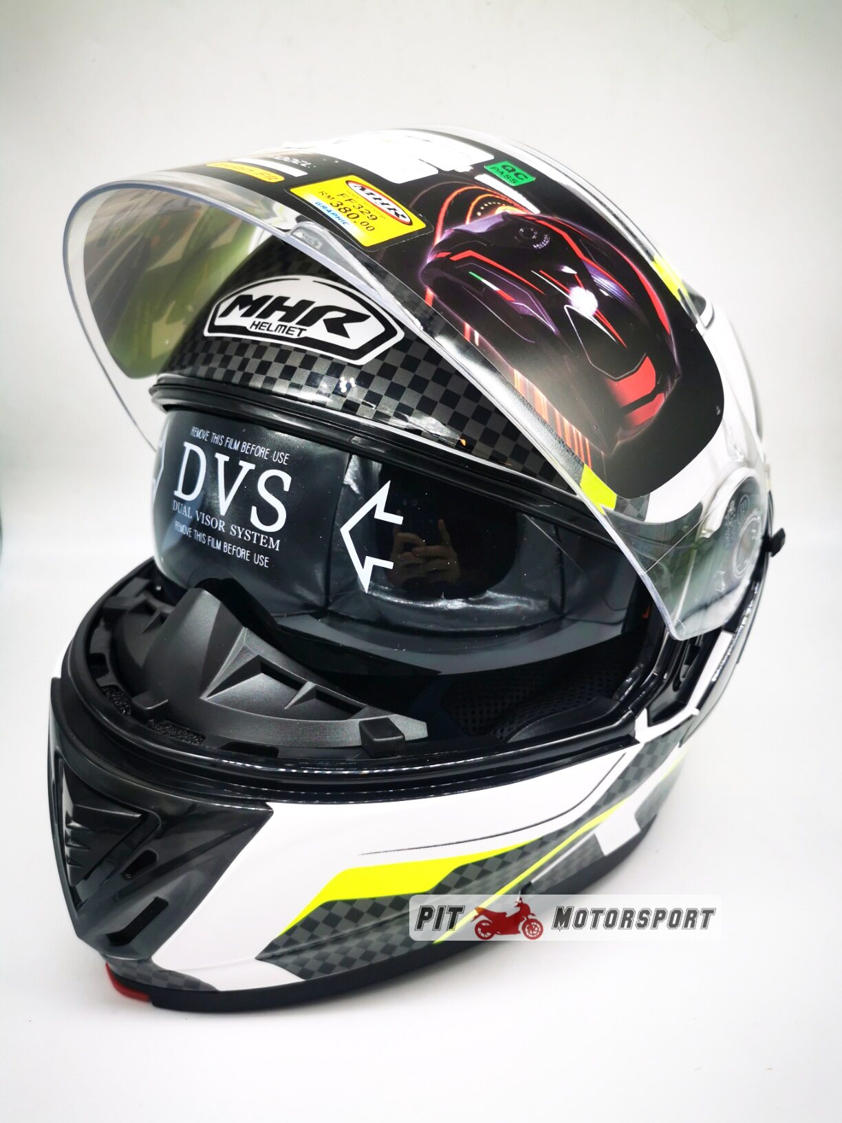 MHR Full Face Flip Up Double Visor Helmet New Design FF329 GT4 GP RACING Yellow Protect Protection Helmet Motor Accessories  XL