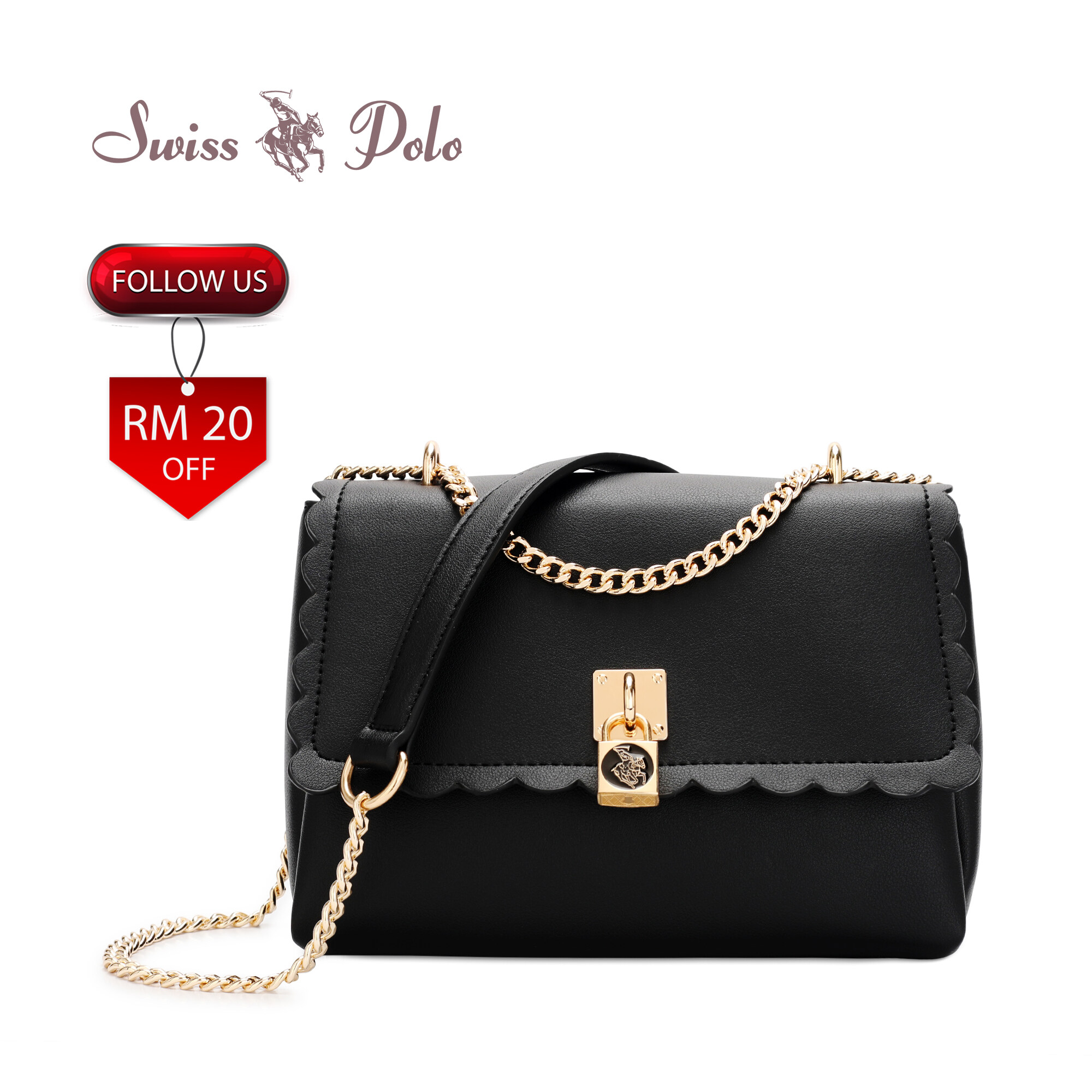 SWISS POLO Ladies Chain Sling Bag HFN 2601-1 BLACK