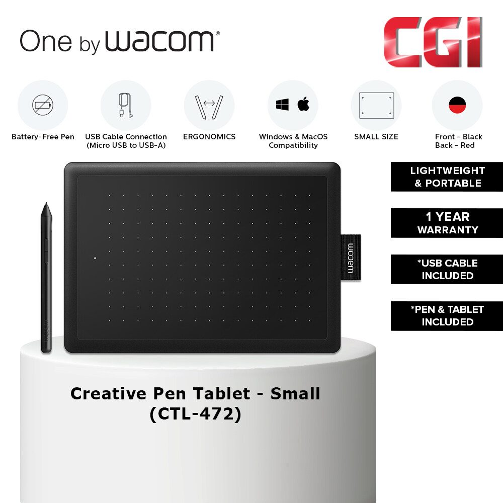 One by Wacom CTL-472 Small Creative Pen Tablet for Windows & Mac - CTL-472/K0-C